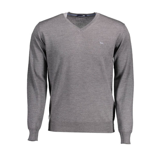 Harmont & Blaine Gray Wool Sweater with Embroidery