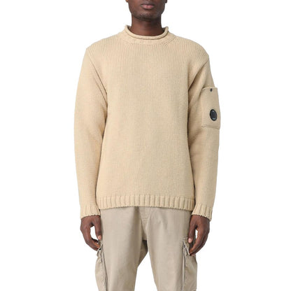 C.P. Company Beige Wool Sweater with Goggle Detail