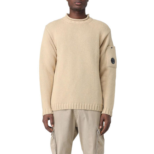 C.P. Company Beige Wool Sweater with Goggle Detail