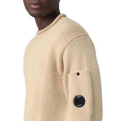 C.P. Company Beige Wool Sweater with Goggle Detail