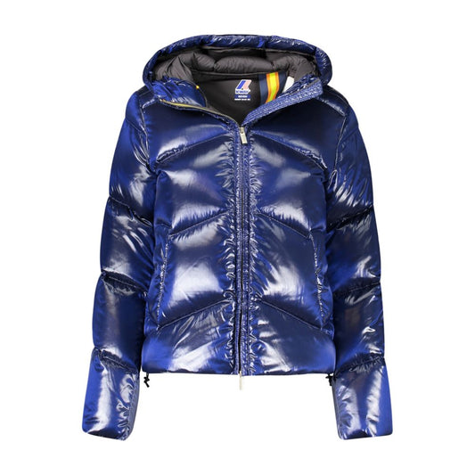 K-WAY Blue Polyamide Long Sleeve Jacket with Hood
