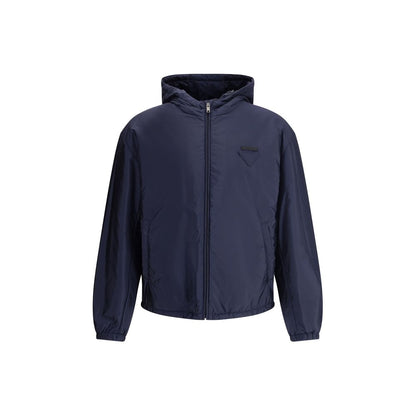 Prada Blue Hooded Zip-Up Jacket for Men