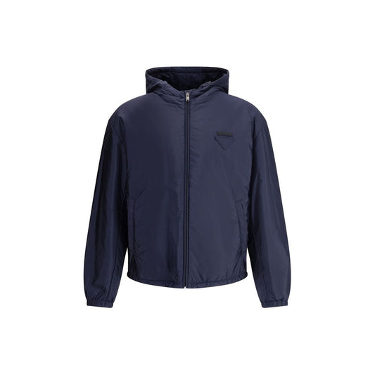 Prada Blue Hooded Zip-Up Jacket for Men