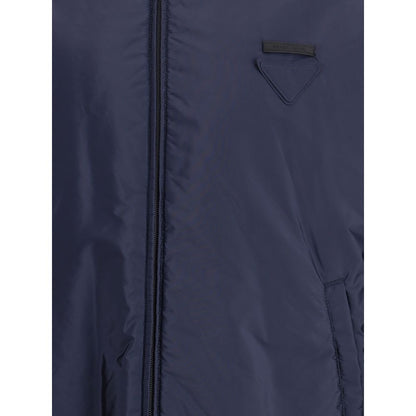 Prada Blue Hooded Zip-Up Jacket for Men