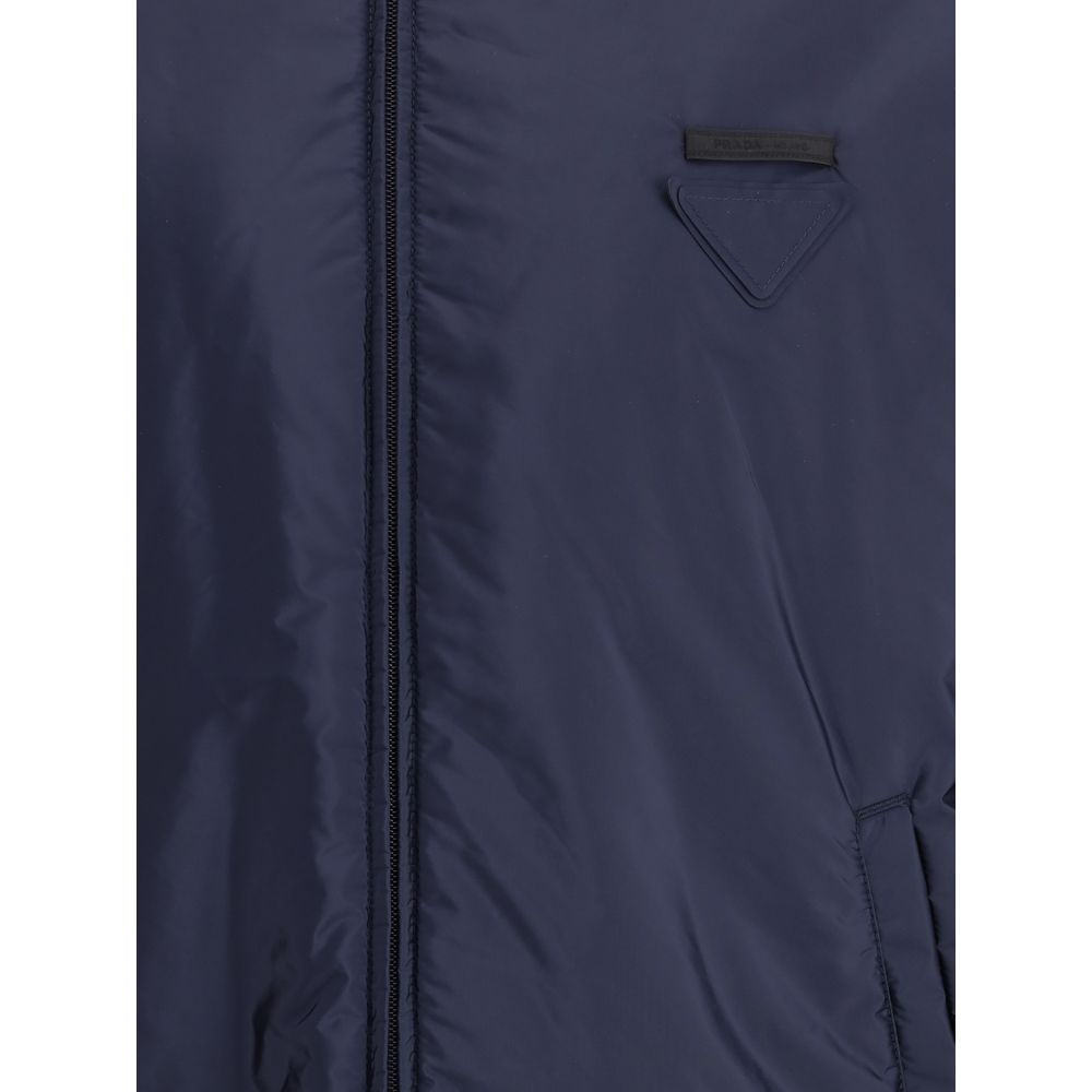 Prada Blue Hooded Zip-Up Jacket for Men