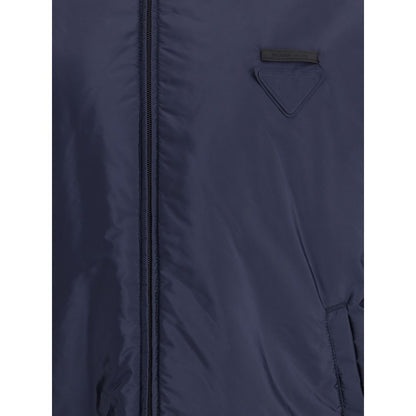 Prada Blue Hooded Zip-Up Jacket for Men
