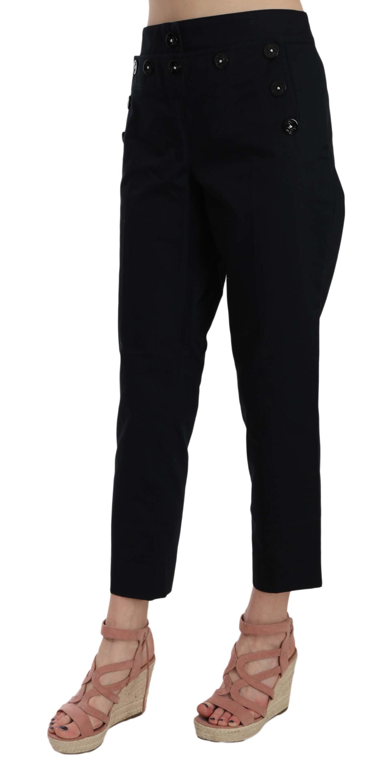 Chic Black Cotton Trousers by Dolce & Gabbana