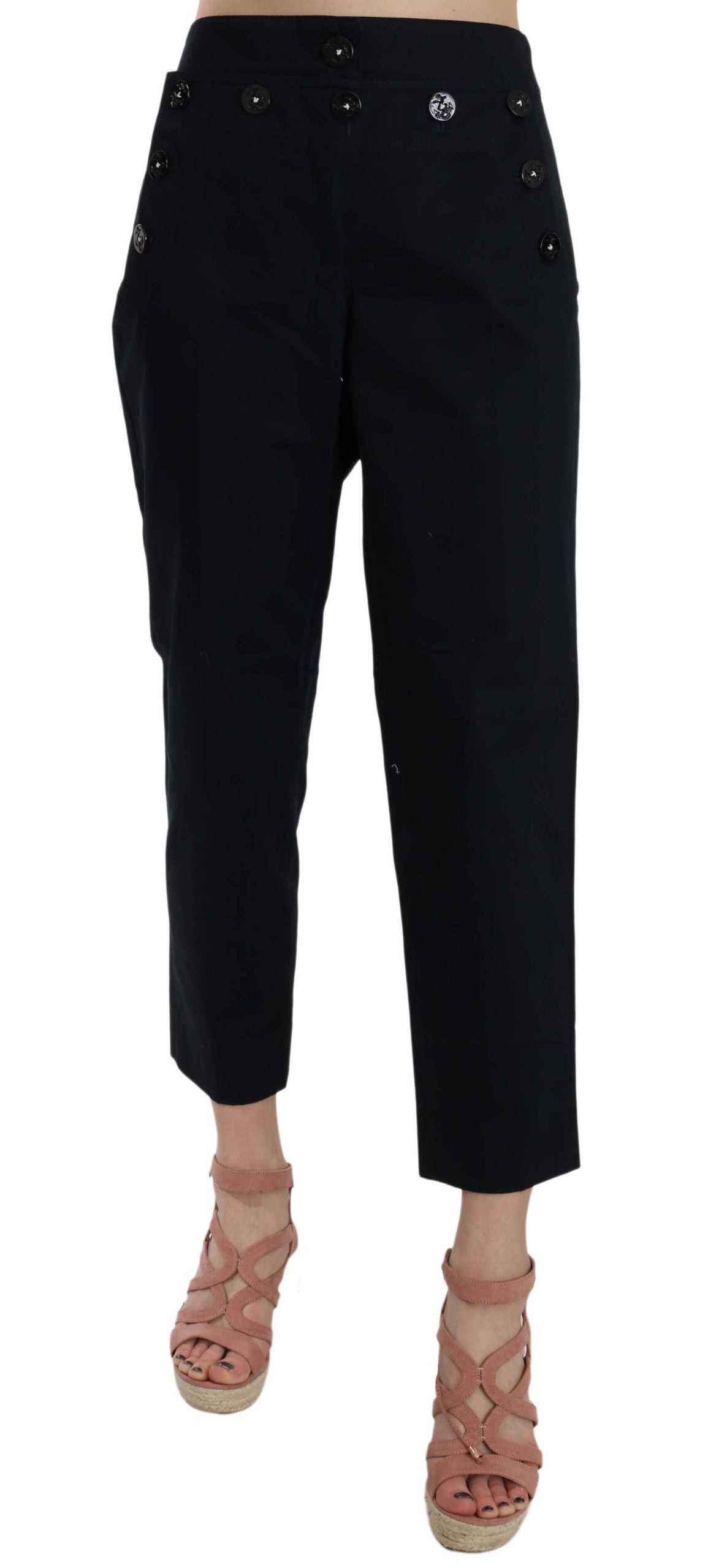 Chic Black Cotton Trousers by Dolce & Gabbana