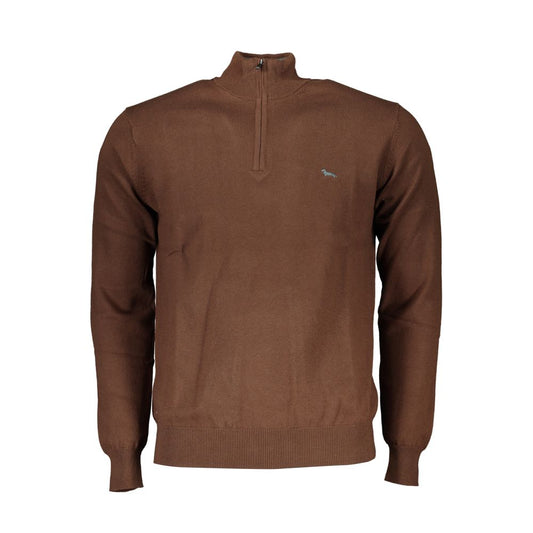Harmont & Blaine Brown Cotton Sweater - Half Zip Elegance