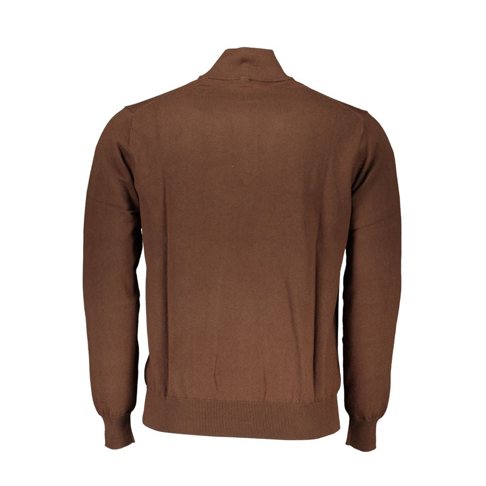 Harmont & Blaine Brown Cotton Sweater - Half Zip Elegance