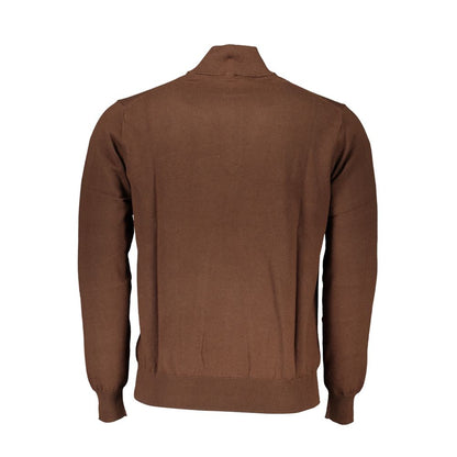 Harmont & Blaine Brown Cotton Sweater - Half Zip Elegance