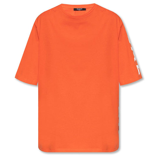 Balmain Orange Cotton T-Shirt – A Fusion of Bold Elegance