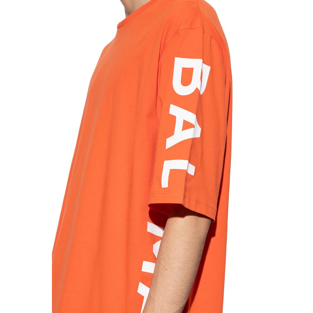 Balmain Orange Cotton T-Shirt – A Fusion of Bold Elegance