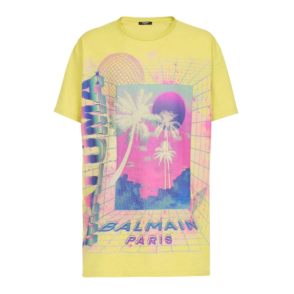 Balmain Yellow Graphic Cotton T-Shirt