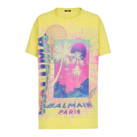 Balmain Yellow Graphic Cotton T-Shirt