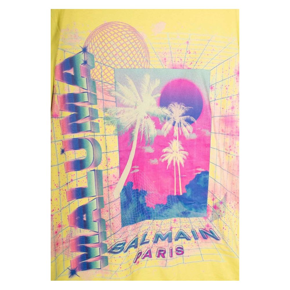 Balmain Yellow Graphic Cotton T-Shirt