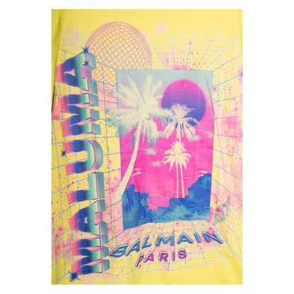 Balmain Yellow Graphic Cotton T-Shirt