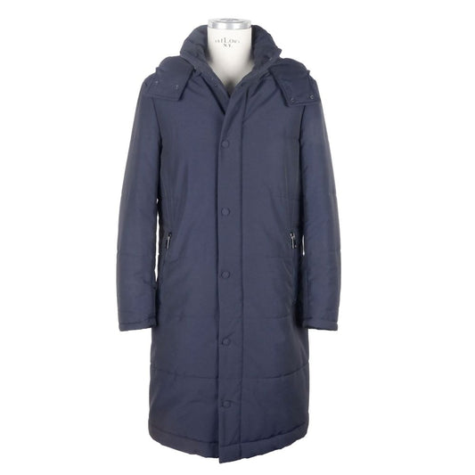 Italian Blue Wool Raincoat - Loro Piana Padded Jacket for Men