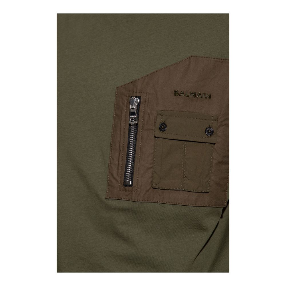Balmain Green Cotton T-Shirt - Striking Style and Utility