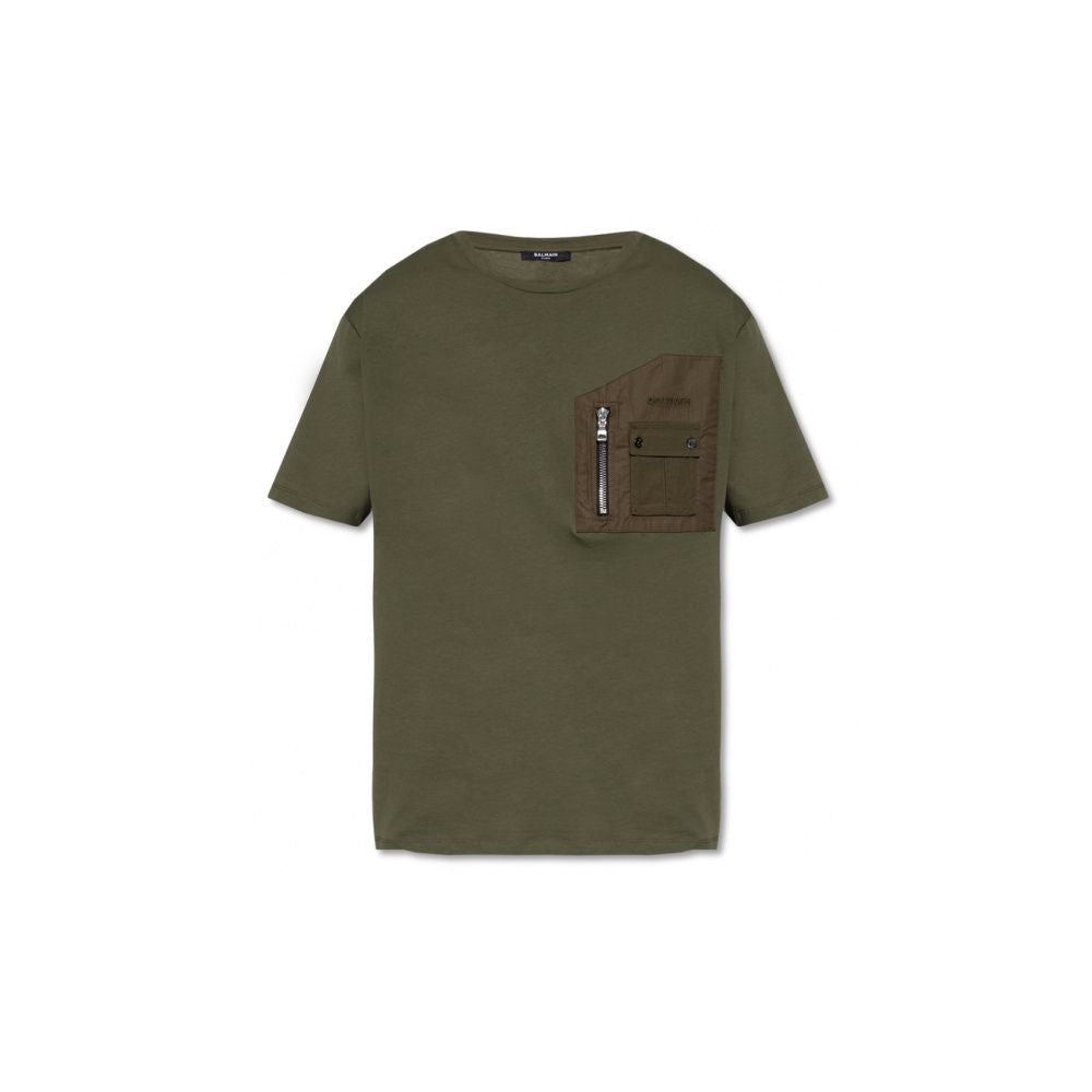 Balmain Green Cotton T-Shirt - Striking Style and Utility
