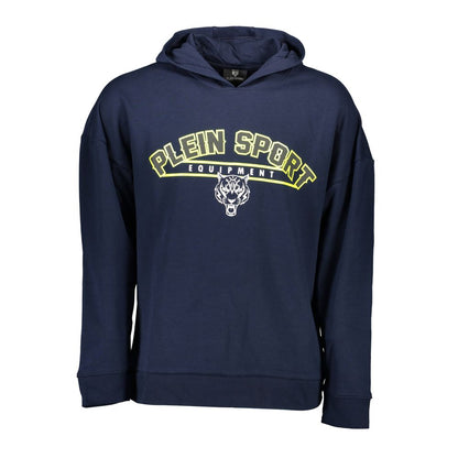 Plein Sport Blue Cotton Hooded Sweater