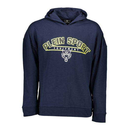 Plein Sport Blue Cotton Hooded Sweater