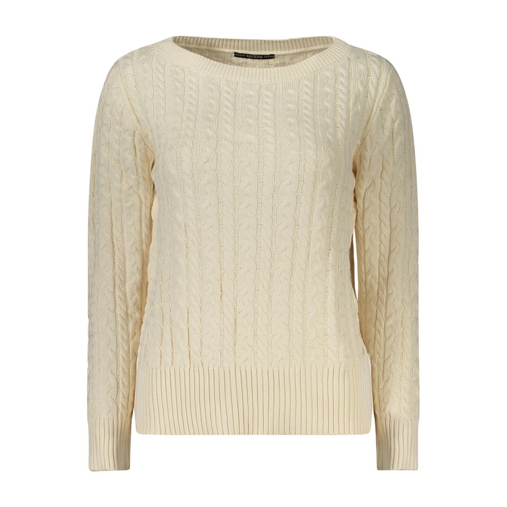 Guess Jeans White Cotton Cable Knit Jumper for Women