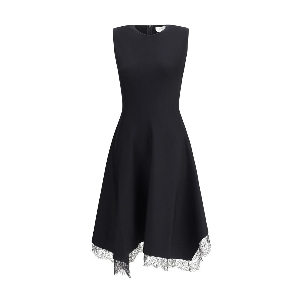 Alexander McQueen Black Asymmetric Midi Dress