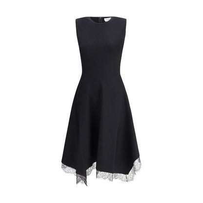 Alexander McQueen Black Asymmetric Midi Dress