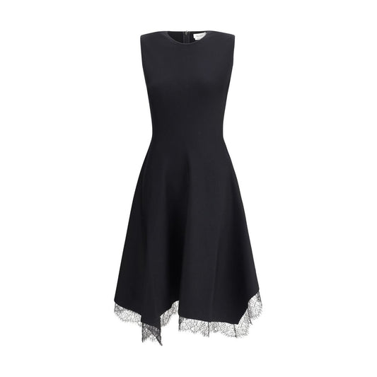Alexander McQueen Black Asymmetric Midi Dress