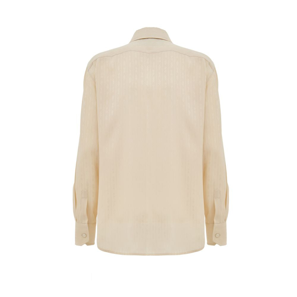 Gucci Beige Silk Shirt with Horsebit Print