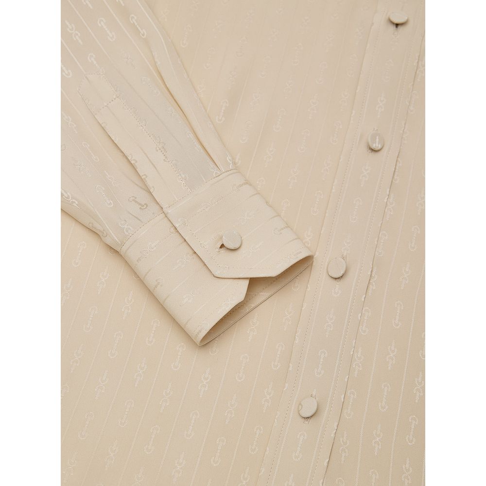 Gucci Beige Silk Shirt with Horsebit Print