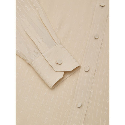 Gucci Beige Silk Shirt with Horsebit Print