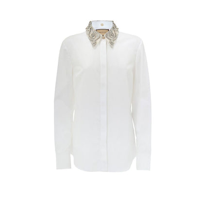 Gucci White Cotton Shirt with Removable Jewel Collar