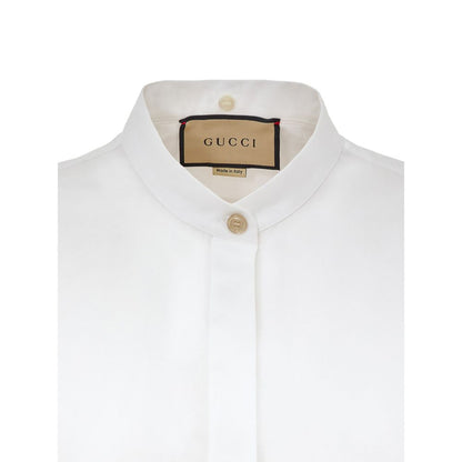 Gucci White Cotton Shirt with Removable Jewel Collar