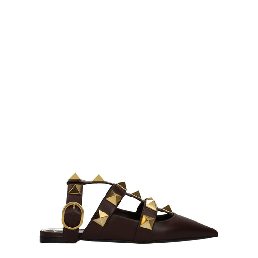 Valentino Garavani Brown Leather Sandal with Studs