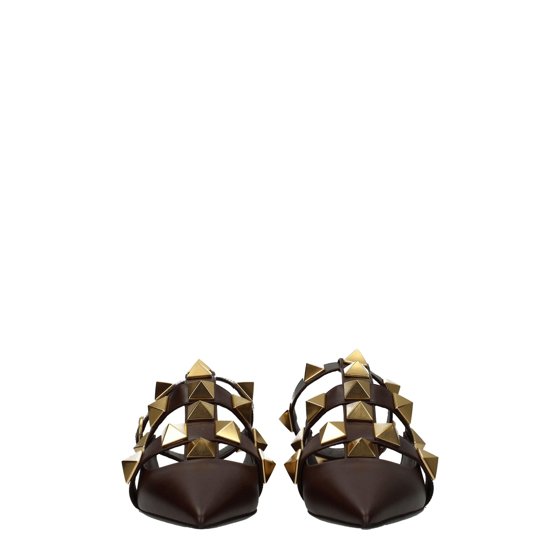 Valentino Garavani Brown Leather Sandal with Studs