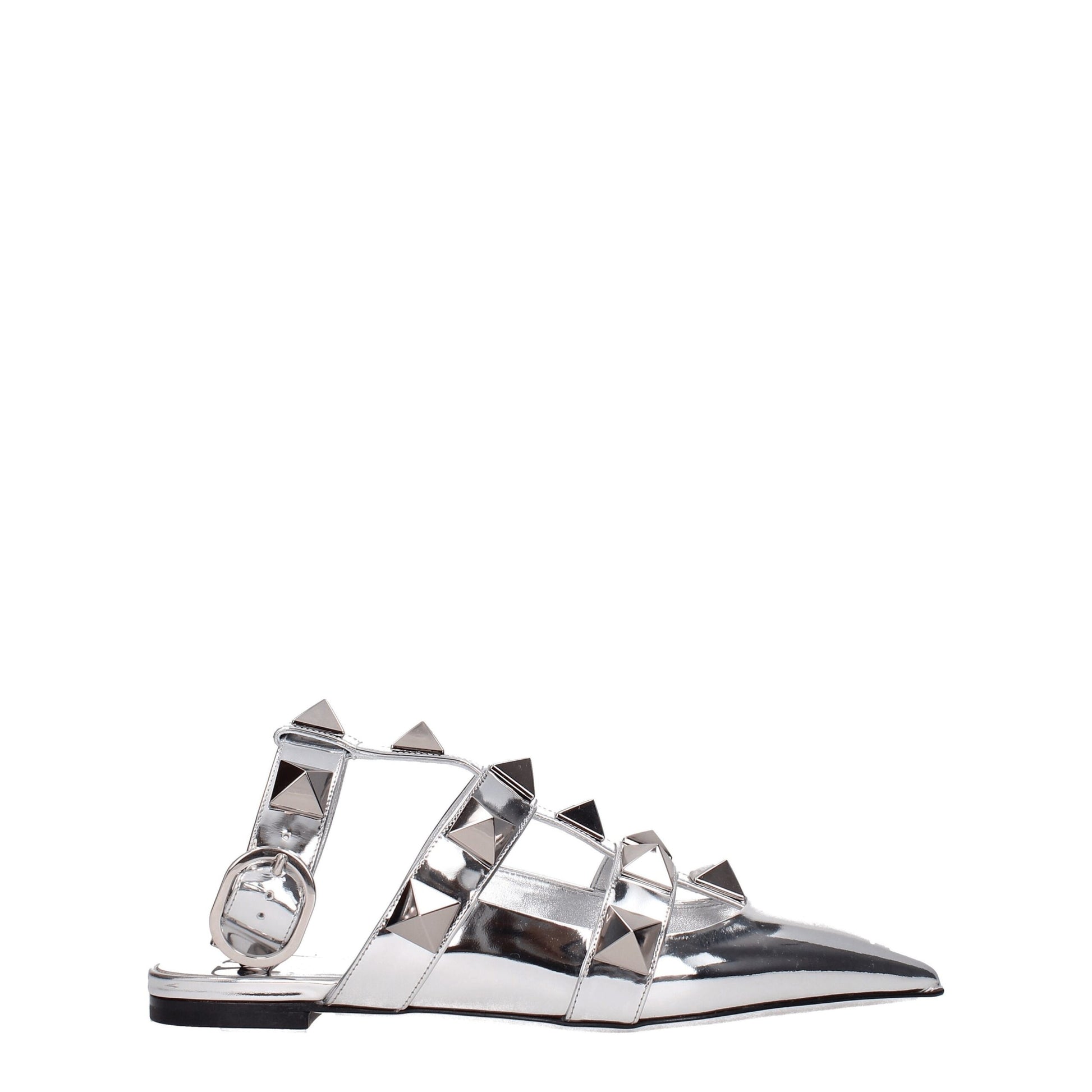 Valentino Garavani Gray Leather Sandal with Studs