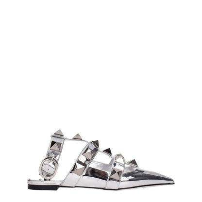 Valentino Garavani Gray Leather Sandal with Studs