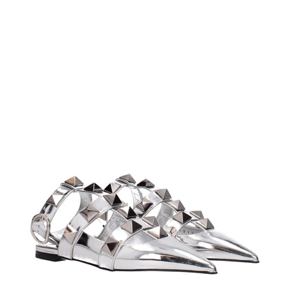 Valentino Garavani Gray Leather Sandal with Studs