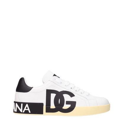Dolce & Gabbana White & Black Leather Sneakers