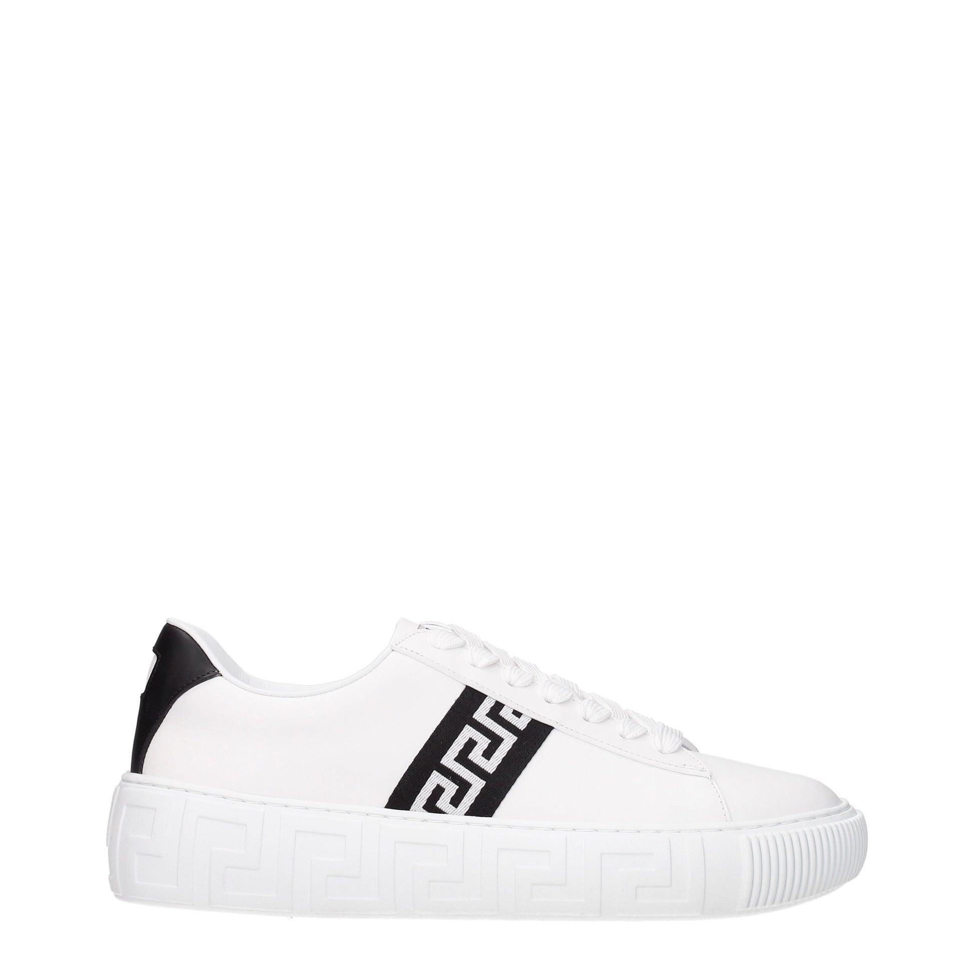 Versace White Leather Sneakers: Bold Casual Elegance