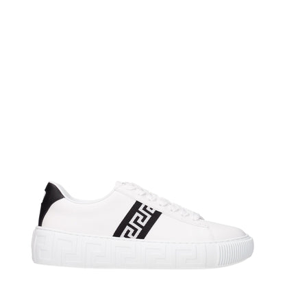 Versace White Leather Sneakers: Bold Casual Elegance