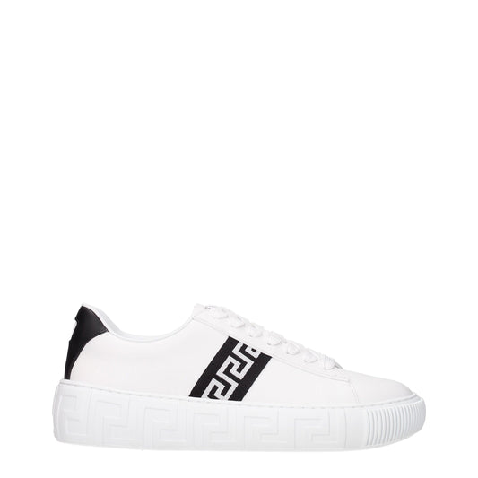 Versace White Leather Sneakers: Bold Casual Elegance