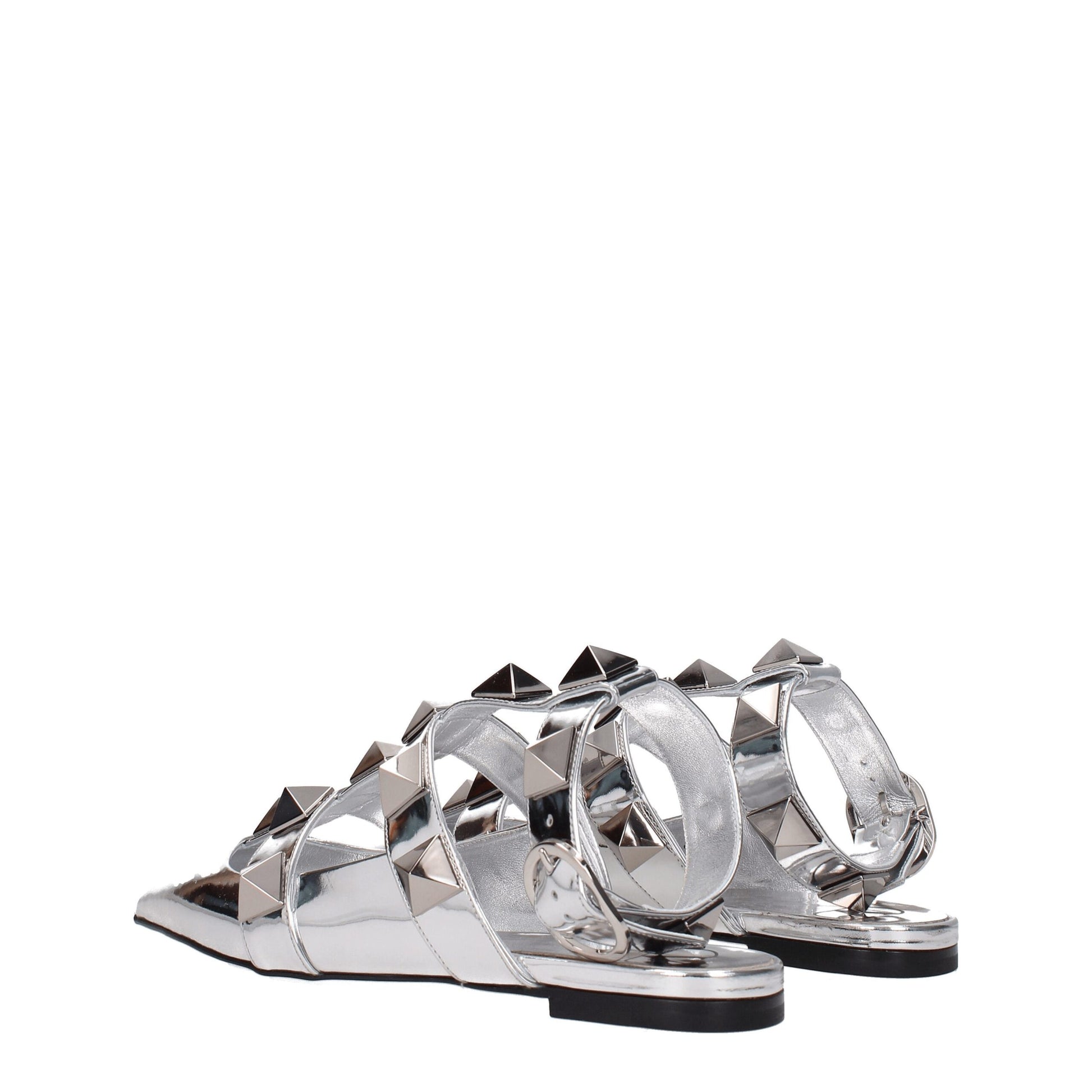 Valentino Garavani Gray Leather Sandal with Studs