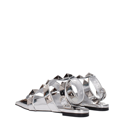 Valentino Garavani Gray Leather Sandal with Studs