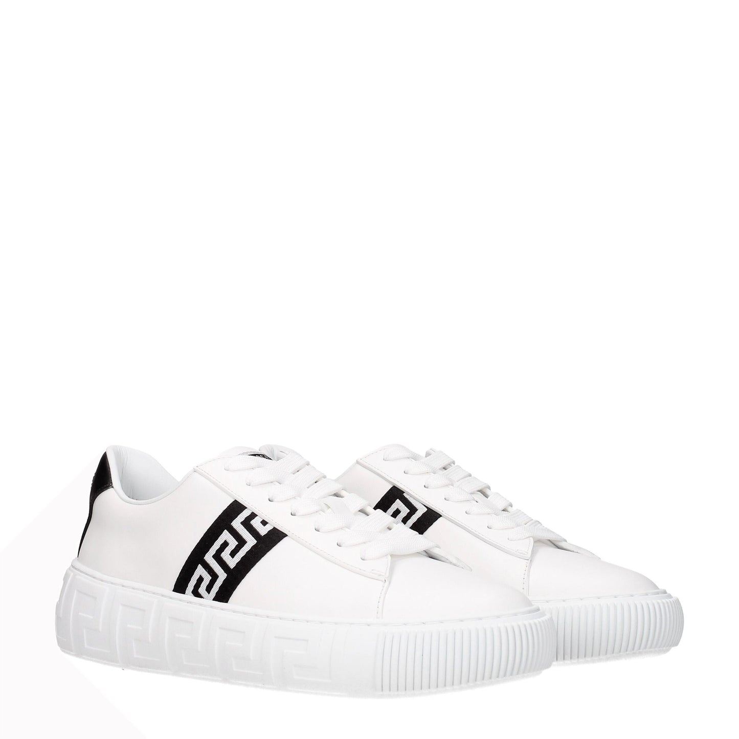 Versace White Leather Sneakers: Bold Casual Elegance