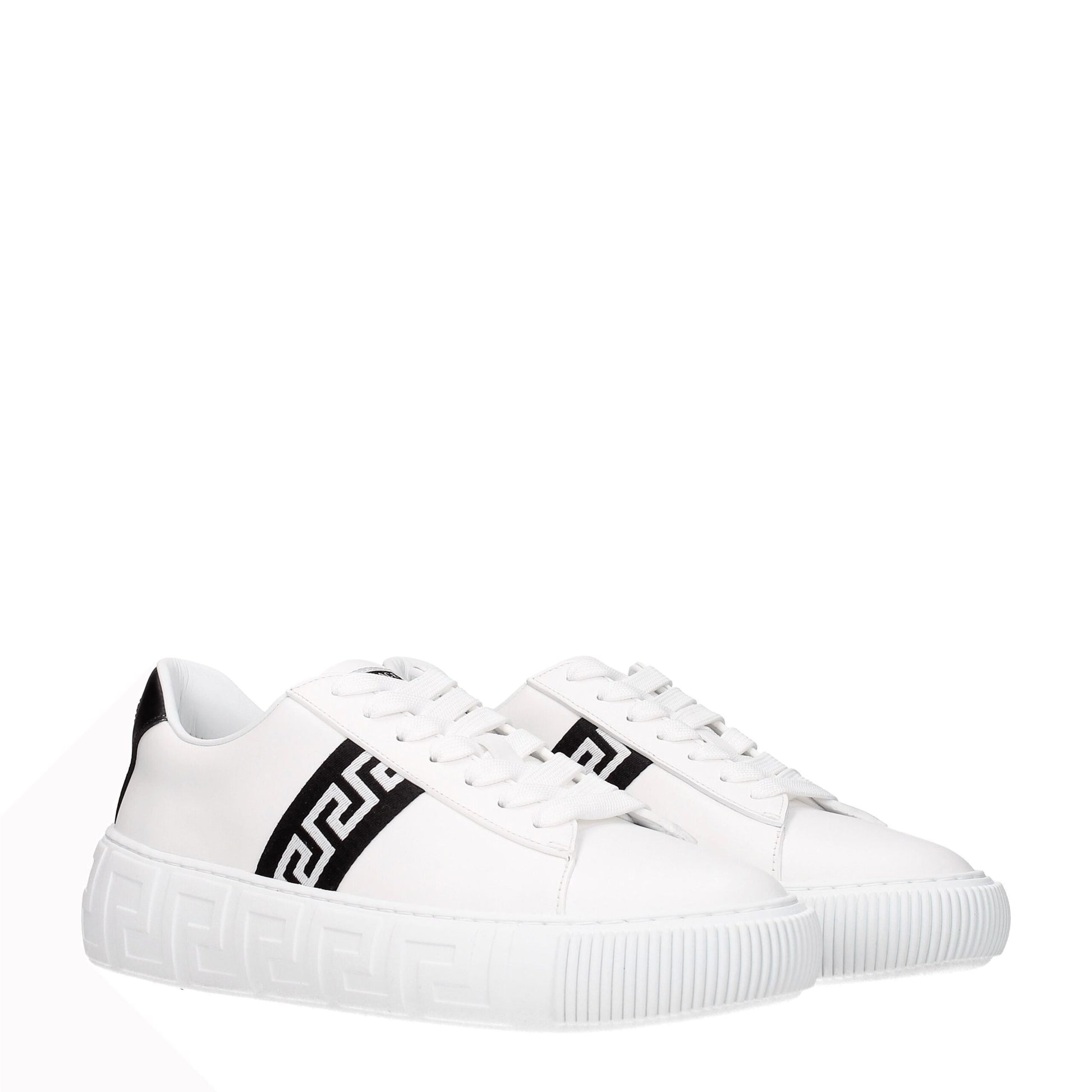 Versace White Leather Sneakers: Bold Casual Elegance