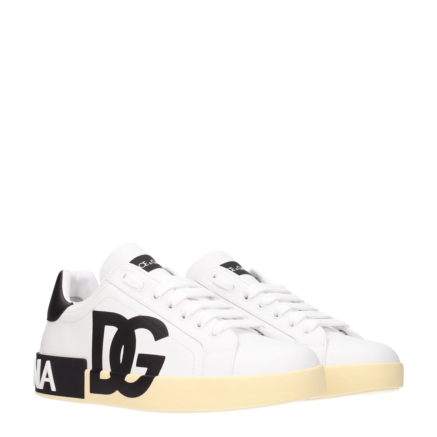 Dolce & Gabbana White & Black Leather Sneakers