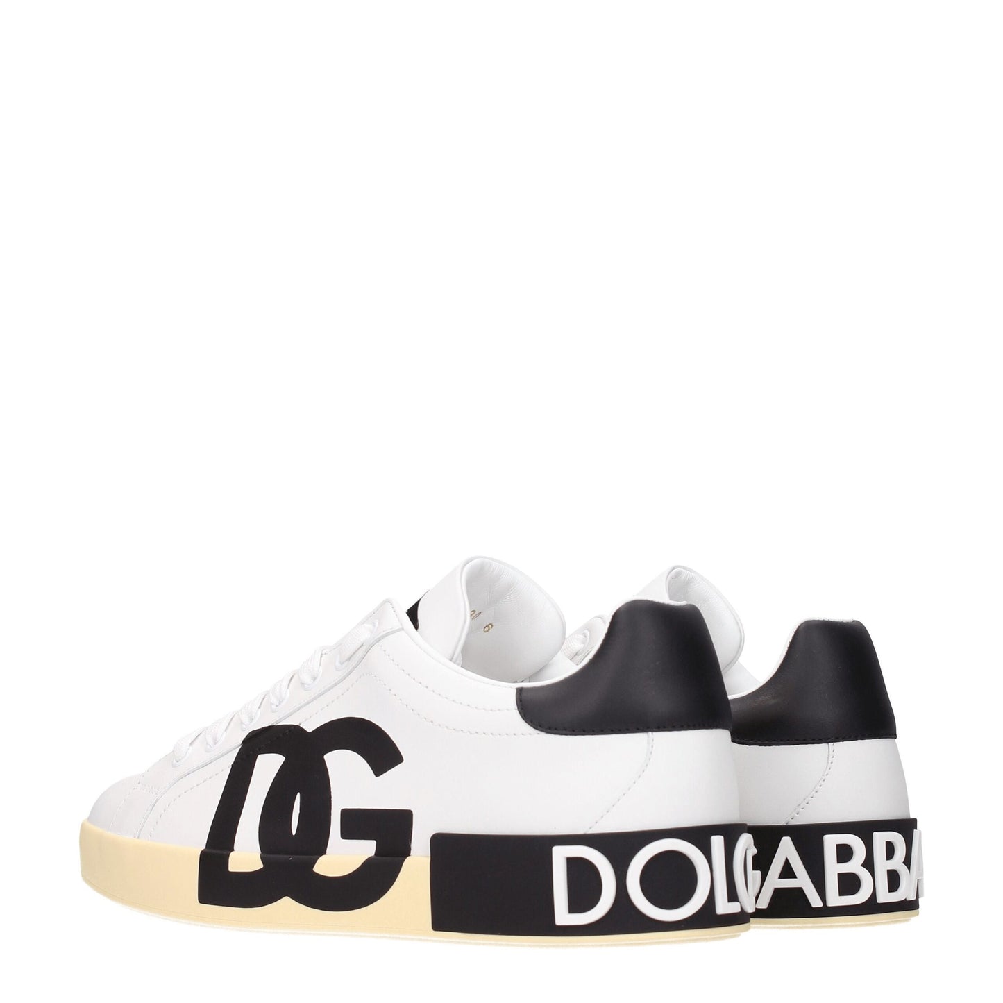 Dolce & Gabbana White & Black Leather Sneakers